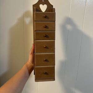 VTG Spice Drawer Apothecary Wooden 6 Storage Drawers Sewing Crafts Cabinet